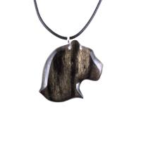 Panther Necklace, Hand Carved Wooden Jaguar Head Pendant for Men Women, Spirit Animal Jewelry