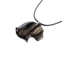 Panther Necklace, Hand Carved Wooden Jaguar Head Pendant for Men Women, Spirit Animal Jewelry