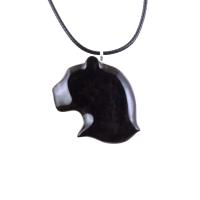 Panther Necklace, Hand Carved Wooden Jaguar Head Pendant for Men Women, Spirit Animal Jewelry