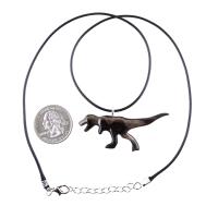 Hand Carved Dinosaur Necklace, T-Rex Wooden Pendant, Handmade Jurassic Reptile Wood Jewelry Gift