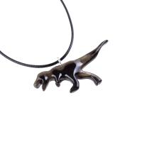 Hand Carved Dinosaur Necklace, T-Rex Wooden Pendant, Handmade Jurassic Reptile Wood Jewelry Gift