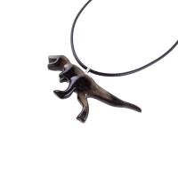 Hand Carved Dinosaur Necklace, T-Rex Wooden Pendant, Handmade Jurassic Reptile Wood Jewelry Gift