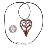 Hand-Carved Wooden Heart Pendant Necklace with Tree of Life – One-of-a-Kind 5th Anniversary Wood Gift for Her