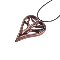 Hand-Carved Wooden Heart Pendant Necklace with Tree of Life – One-of-a-Kind 5th Anniversary Wood Gift for Her