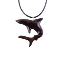 Hand Carved Shark Necklace, Wooden Shark Pendant, Nautical Jewelry Gift for Men