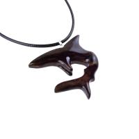 Hand Carved Shark Necklace, Wooden Shark Pendant, Nautical Jewelry Gift for Men