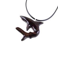 Hand Carved Shark Necklace, Wooden Shark Pendant, Nautical Jewelry Gift for Men