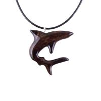 Hand Carved Shark Necklace, Wooden Shark Pendant, Nautical Jewelry Gift for Men