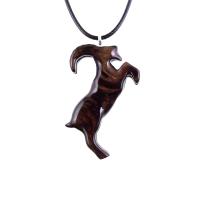 Mountain Goat Pendant, Hand Carved Wooden Goat Necklace, Capricorn Animal Wood Jewelry
