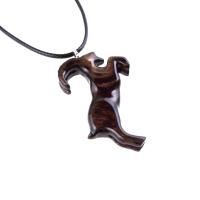 Mountain Goat Pendant, Hand Carved Wooden Goat Necklace, Capricorn Animal Wood Jewelry