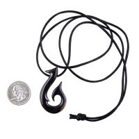 Wooden Fish Hook Pendant, Hand Carved Fishhook Necklace, Mens Wood Jewelry, Fisherman Gift