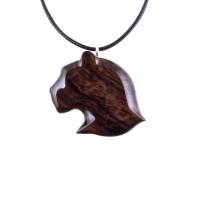 Hand Carved Jaguar Pendant, Panther Cougar Wooden Necklace, Spirit Animal Wood Jewelry Gift