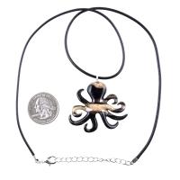 Wooden Octopus Pendant Necklace, Hand Carved Kraken Necklace, Men Women Nautical Wood Jewelry