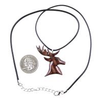 Stag Necklace, Hand Carved Wooden Deer Buck Pendant, Spirit Animal Totem Woodland Jewelry Gift
