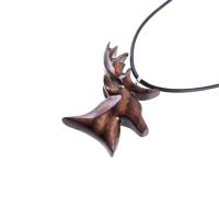 Stag Necklace, Hand Carved Wooden Deer Buck Pendant, Spirit Animal Totem Woodland Jewelry Gift