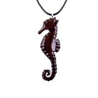 Hand Carved Seahorse Necklace for Men Women, Wooden Seahorse Pendant, Nautical Animal Wood Jewelry