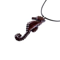 Hand Carved Seahorse Necklace for Men Women, Wooden Seahorse Pendant, Nautical Animal Wood Jewelry