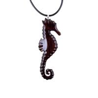 Hand Carved Seahorse Necklace for Men Women, Wooden Seahorse Pendant, Nautical Animal Wood Jewelry