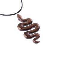 Hand Carved Snake Necklace, Wooden Snake Pendant, Serpent Wood Jewelry