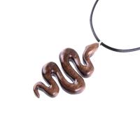 Hand Carved Snake Necklace, Wooden Snake Pendant, Serpent Wood Jewelry