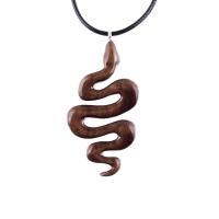 Hand Carved Snake Necklace, Wooden Snake Pendant, Serpent Wood Jewelry