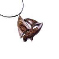 Wood Sailboat Necklace, Hand Carved Wooden Sailboat Pendant, Nautical Boat Jewelry for Men Women