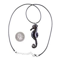 Hand Carved Wooden Seahorse Pendant Necklace for Men Women, Sea Animal Wood Jewelry Gift
