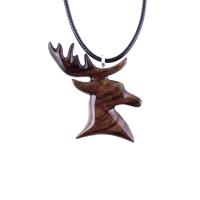 Hand Carved Stag Necklace, Wooden Deer Pendant, Spirit Animal Totem Gift, Woodland Jewelry