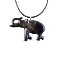 Hand Carved Wood Elephant Pendant Necklace, Spiritual Wooden Jewelry