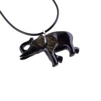 Hand Carved Wood Elephant Pendant Necklace, Spiritual Wooden Jewelry