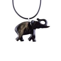 Hand Carved Wood Elephant Pendant Necklace, Spiritual Wooden Jewelry