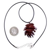Wooden Lion Pendant, Hand Carved Lion Head Necklace, Spirit Animal Leo Jewelry Gift