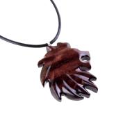 Wooden Lion Pendant, Hand Carved Lion Head Necklace, Spirit Animal Leo Jewelry Gift