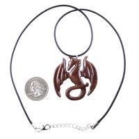 Dragon Pendant, Hand Carved Wooden Dragon Necklace, Handmade Wood Jewelry Gift for Men Women