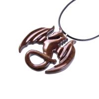 Dragon Pendant, Hand Carved Wooden Dragon Necklace, Handmade Wood Jewelry Gift for Men Women
