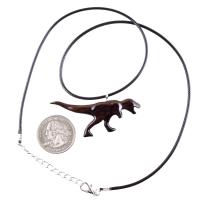 Hand-Carved Wooden Dinosaur Necklace, Wood T-Rex Pendant, Dino Jurassic Reptile Jewelry Gift