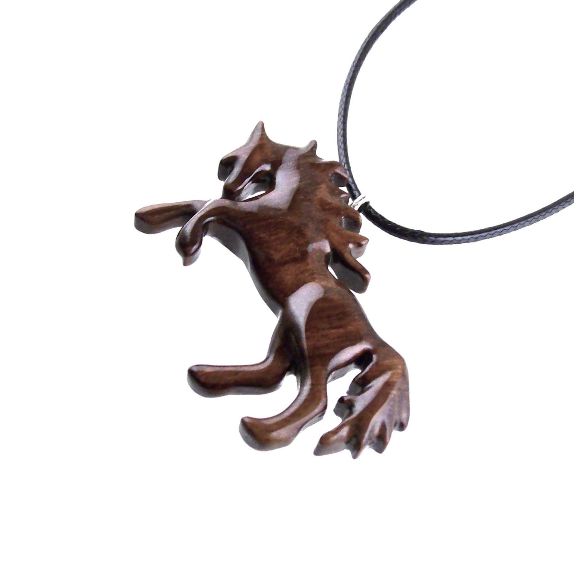 Hand Carved Horse Necklace, Wooden Horse Pendant, Wood Animal Equine Jewelry for Men Women