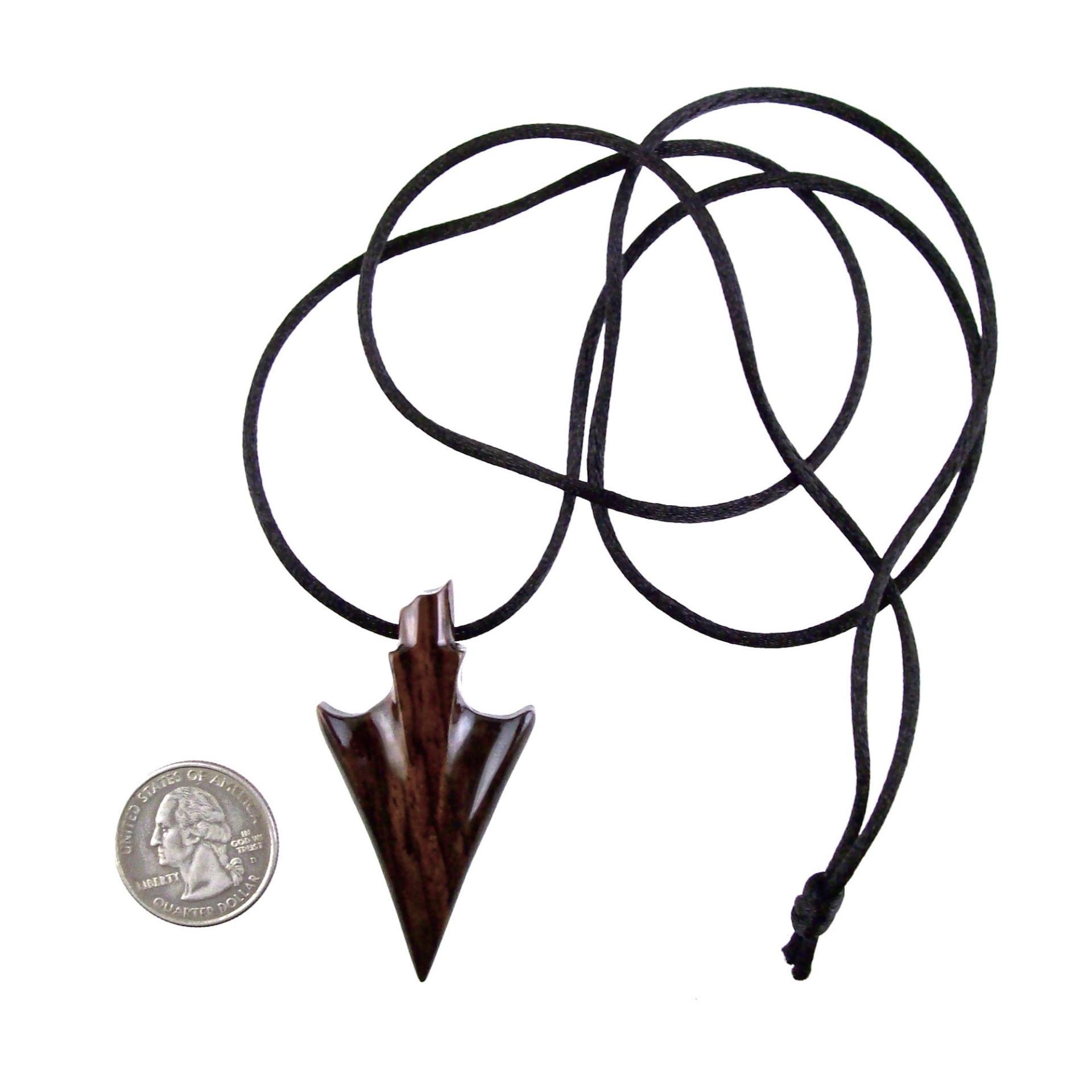 Hand Carved Wooden Arrowhead Necklace, Arrow Pendant, Mens Wood Necklace, Handmade Tribal Jewelry