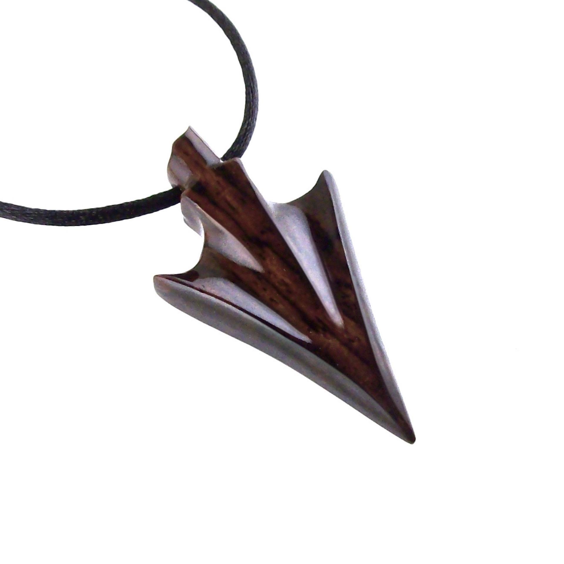 Hand Carved Wooden Arrowhead Necklace, Arrow Pendant, Mens Wood Necklace, Handmade Tribal Jewelry