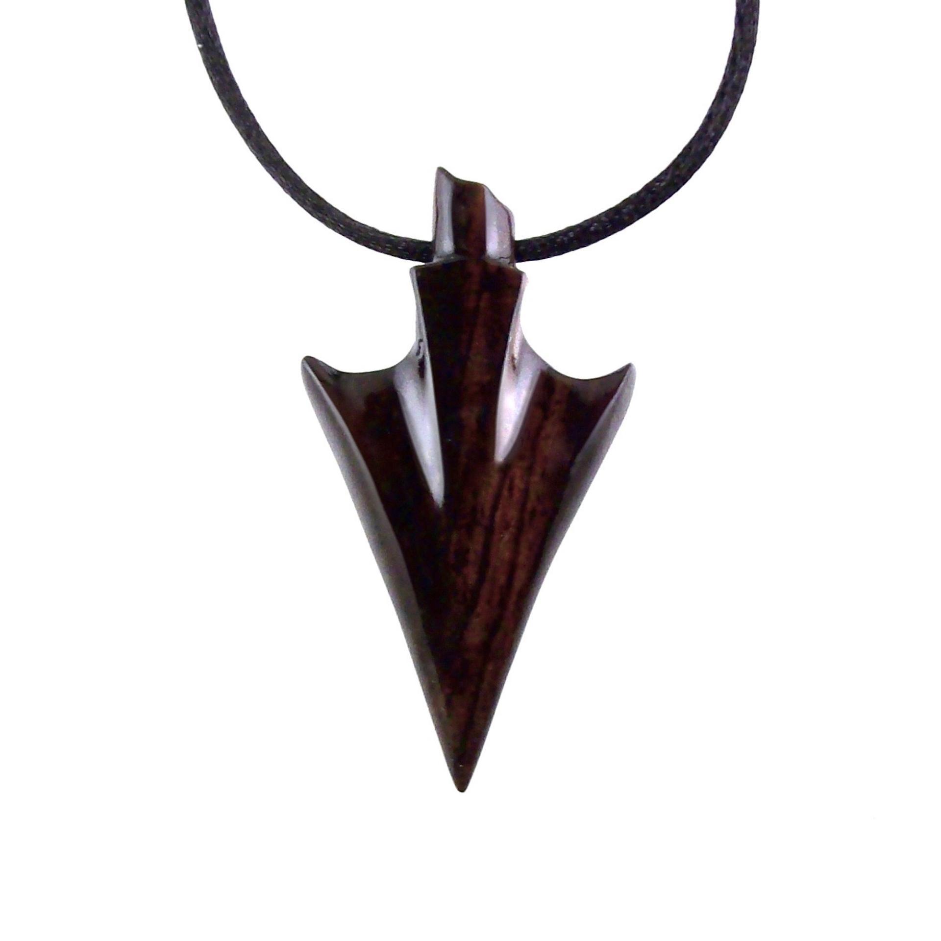 Hand Carved Wooden Arrowhead Necklace, Arrow Pendant, Mens Wood Necklace, Handmade Tribal Jewelry