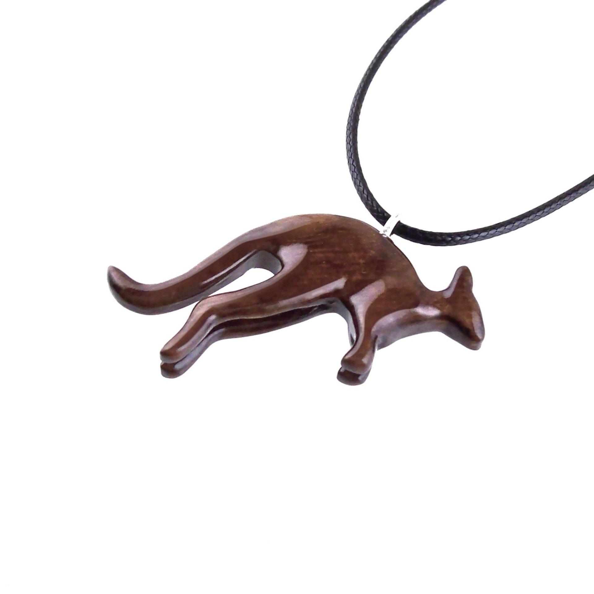 Hand Carved Wood Kangaroo Necklace, Wooden Kangaroo Pendant, Spirit Animal Jewelry