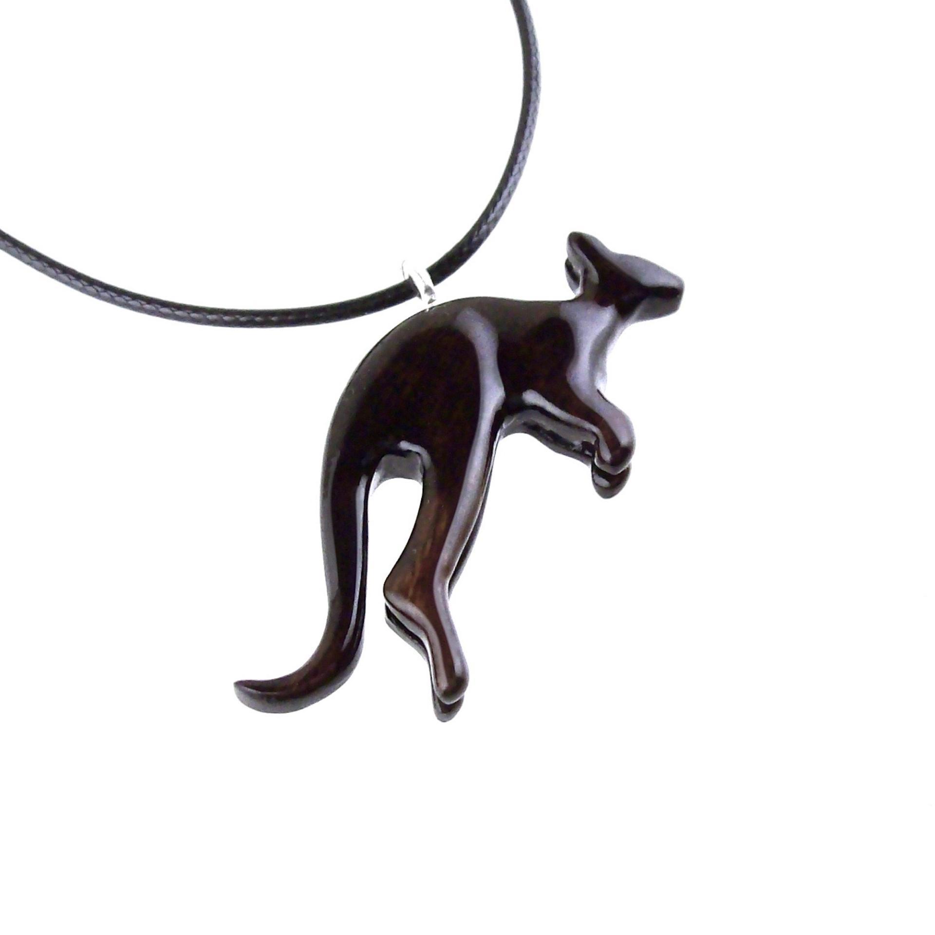 Kangaroo Necklace, Wooden Kangaroo Pendant, Hand Carved Wood  Animal Jewelry Gift for Him Her