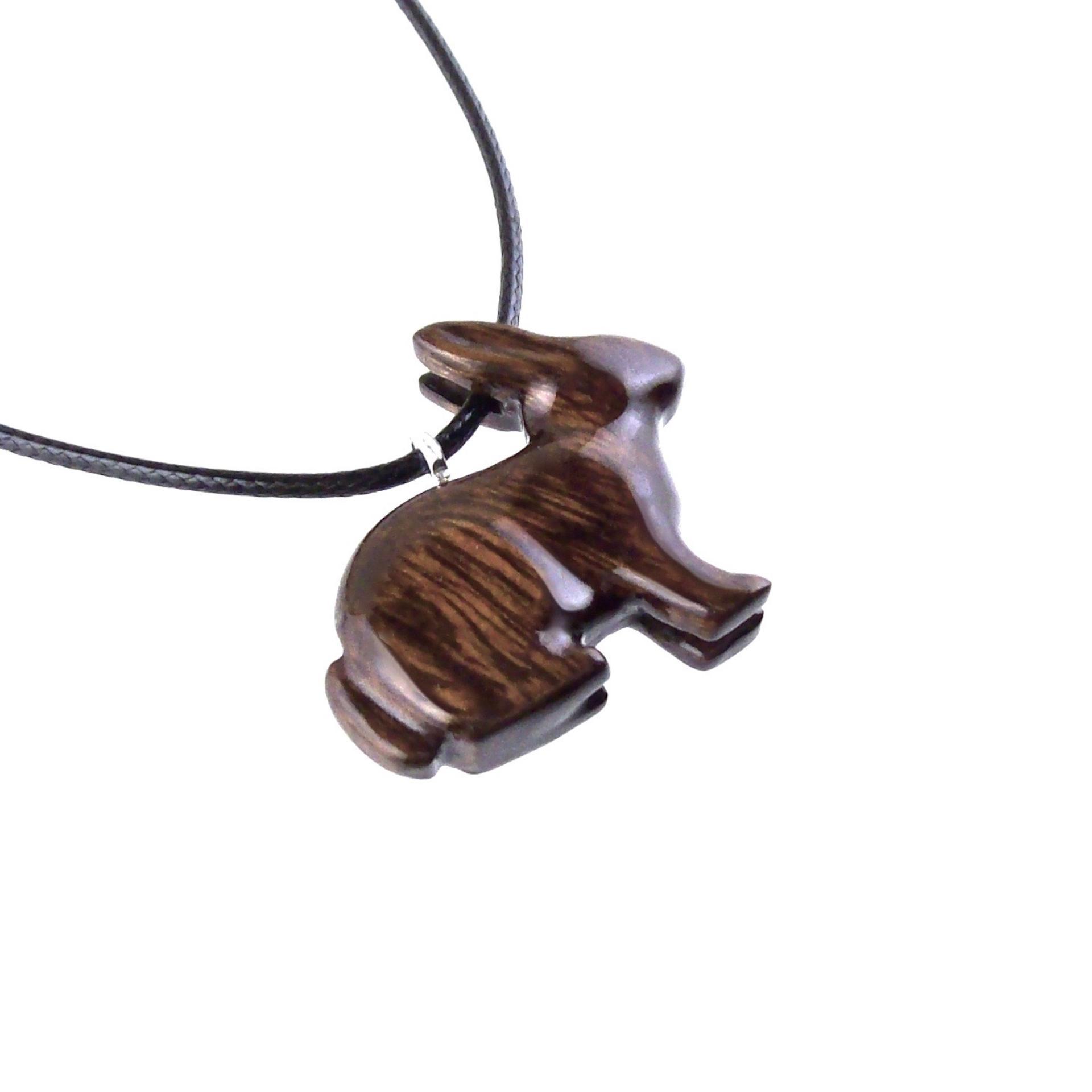 Bunny Necklace, Hand Carved Wooden Rabbit Pendant, Pet Animal Necklace, Wood Jewelry, One of a Kind Gift for Her