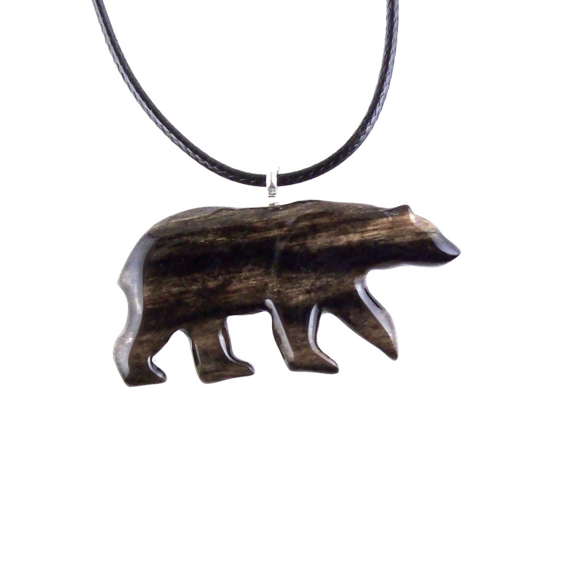 Polar Bear Necklace, Hand Carved Wooden Bear Pendant for Men or Women, Totem Spirit Animal, Wood Jewelry, One of a Kind Gift for Him Her
