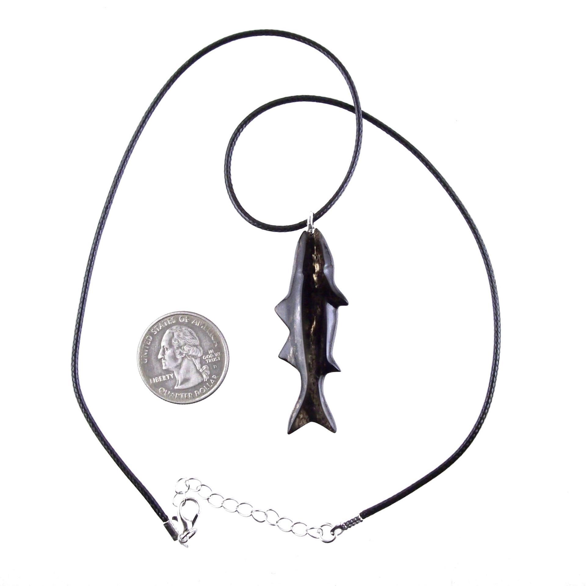 Striped Bass Pendant, Hand Carved Fish Necklace, Wooden Fishermen Jewelry, Mens Wood Necklace, One of a Kind Gift for Him