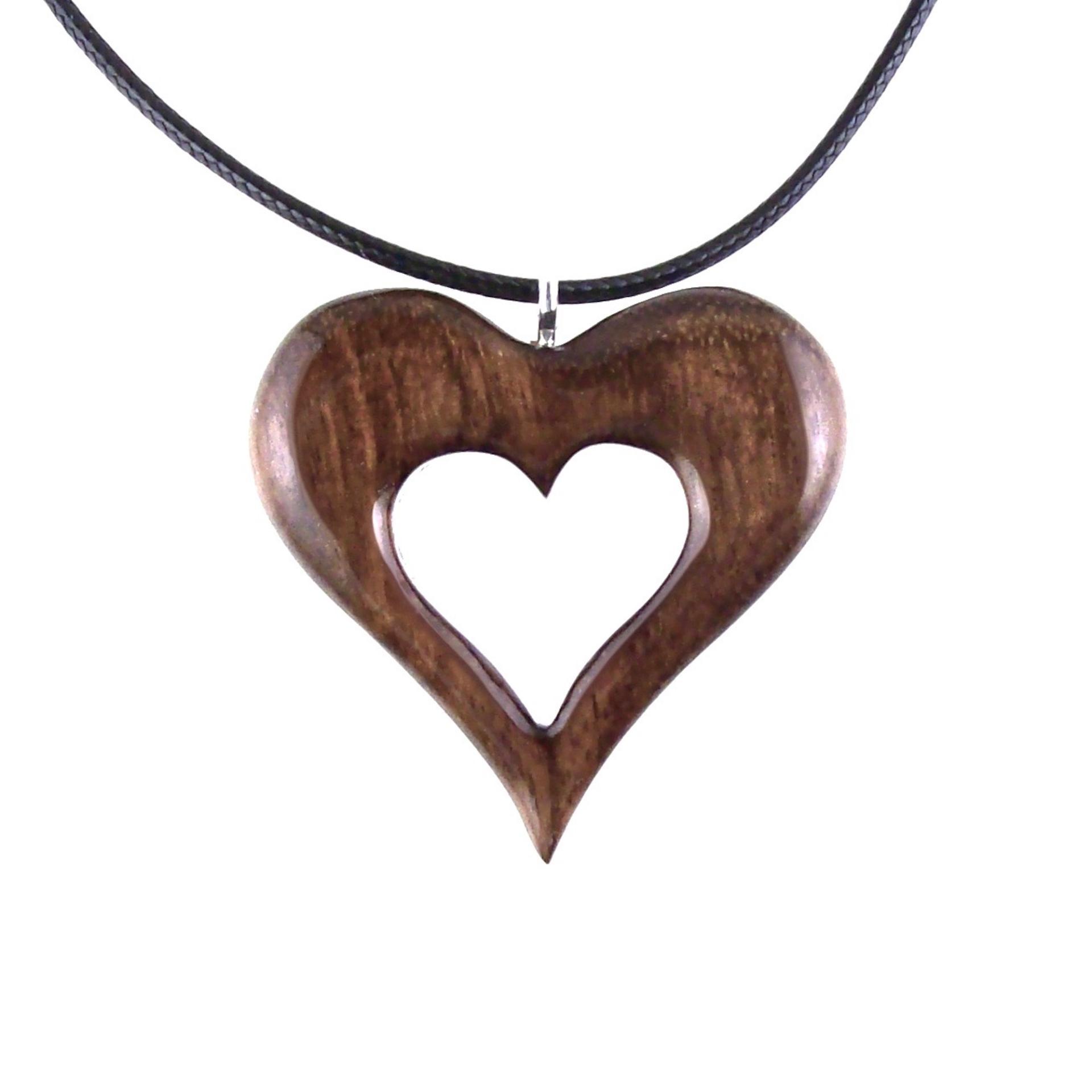 Wood Heart Necklace, Wooden Heart Pendant, Handmade 5th Anniversary Gift for Women