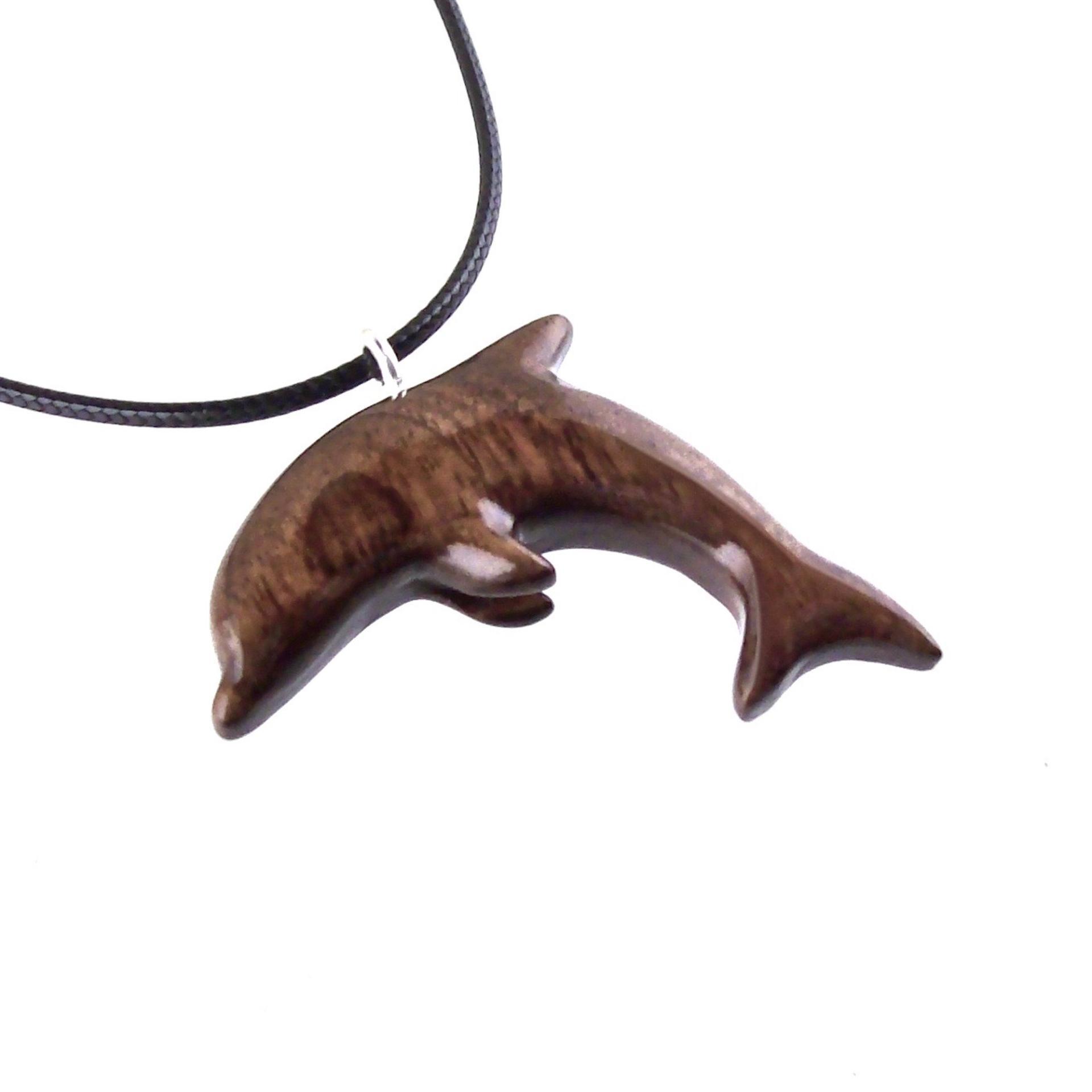 Hand Carved Dolphin Necklace, Wooden Dolphin Pendant, Sea Animal Wood Jewelry, Nautical Gift