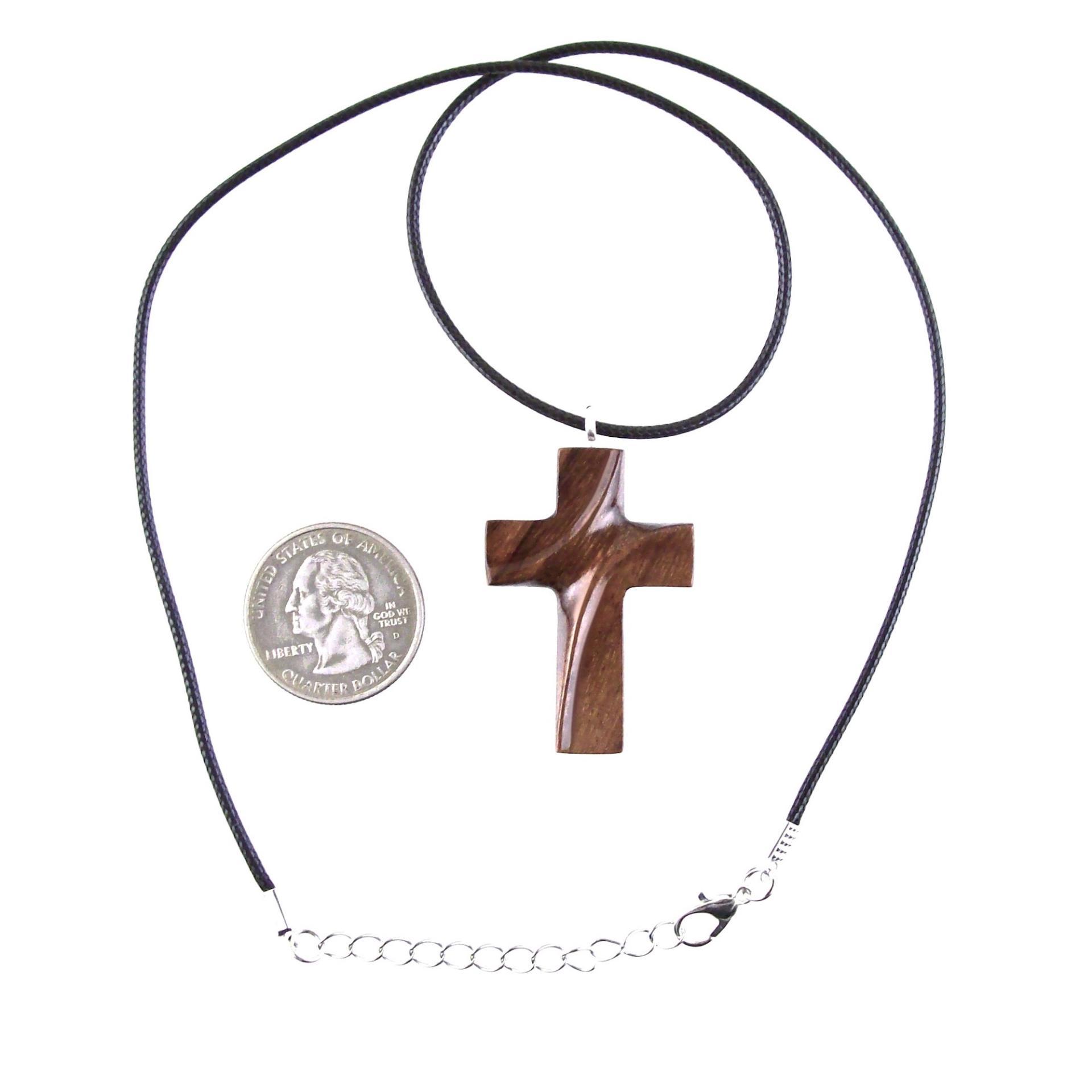 Wooden Cross Necklace, Hand Carved Wood Cross Pendant for Men Women, Christian Jewelry Gift