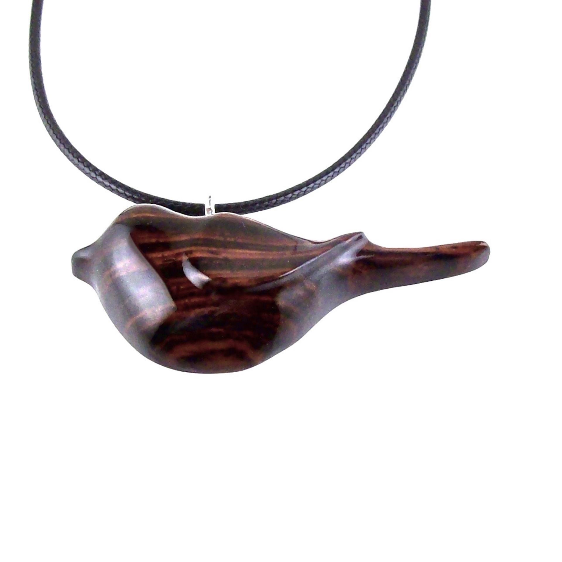 Bird Necklace, Wooden Bird Pendant, Hand Carved Chickadee Necklace, Unique Wood Jewelry Gift