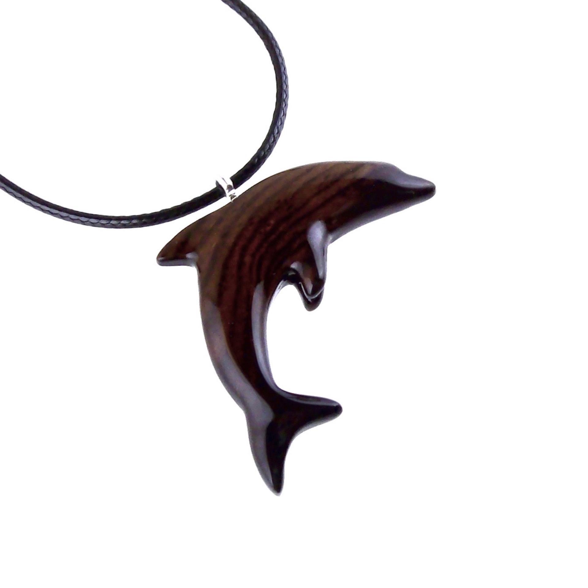 Wooden Dolphin Pendant, Hand Carved Dolphin Necklace, Nautical Wood Jewelry for Men Women